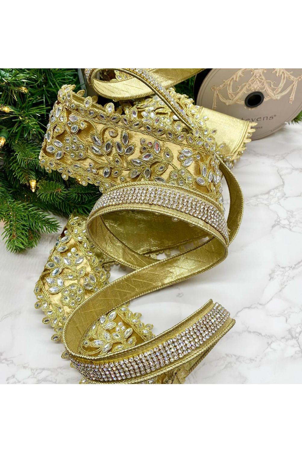 1" Metallic Dupion Duchess Jewel Ribbon: Gold (5 Yards)