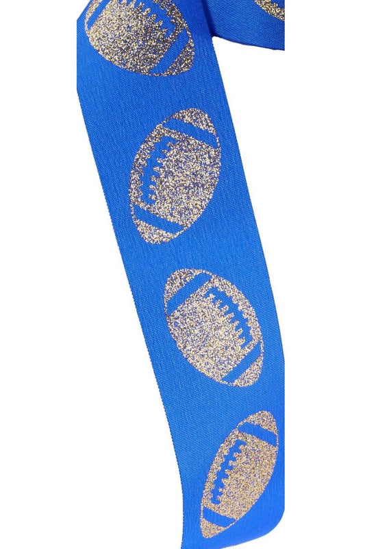 1.5" Glitter Football Ribbon: Royal Blue/Gold (100 Feet)