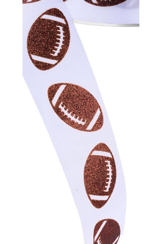 1.5" Glitter Football Ribbon: White (100 Feet)