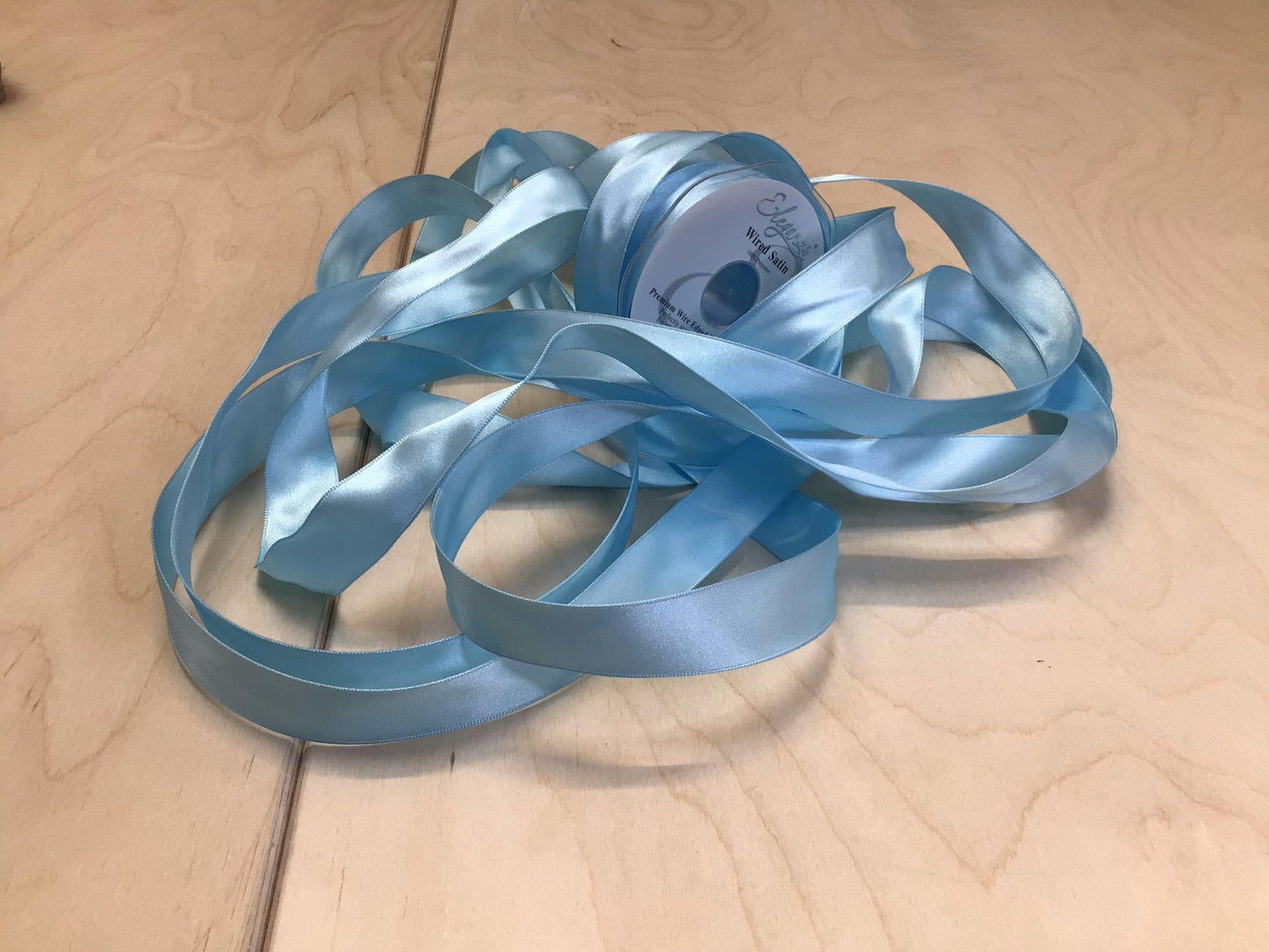 25mm Light Blue Wired Satin Ribbon